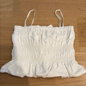 Katie J NYC White Smocked Women's Top Bow detail girls Large